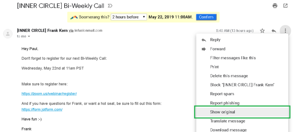 How to sleuth which Infusionsoft app sent an Email using Gmail's Show ...